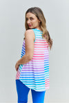 Heimish Love Yourself Multicolored Striped Sleeveless Round Neck Top