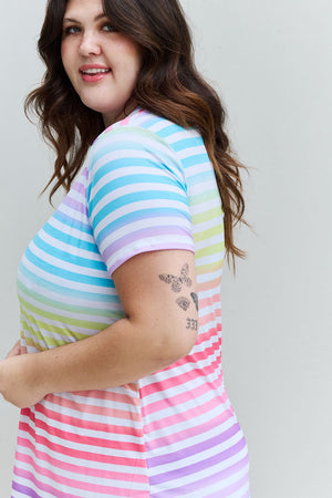 Heimish Out And Proud Multicolored Striped V-Neck Short Sleeve Top