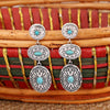 Retro Turquoise Oval Dangle Earrings