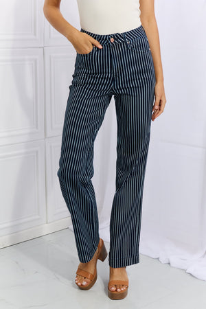 Judy Blue Cassidy High Waisted Tummy Control Striped Straight Jeans