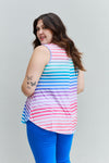Heimish Love Yourself Multicolored Striped Sleeveless Round Neck Top
