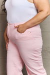 RISEN Raelene High Waist Wide Leg Jeans in Light Pink