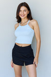 Everyday Staple Soft Modal Short Strap Ribbed Tank Top in Blue