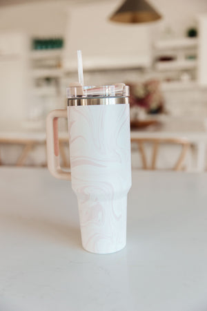 Boss Babe 40 oz Stainless Steel Tumbler in Marbled Mauve