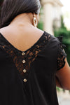 Lace Cap Sleeve Top in Black