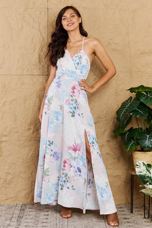 OneTheLand Colorful Floral Print Sleeveless Maxi Dress