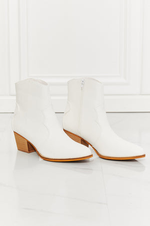 MMShoes Watertower Town Faux Leather Western Ankle Boots in White