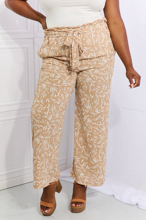 Right Angle Geometric Printed Pants in Tan