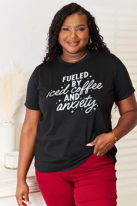 Simply Love FUELED BY ICED COFFEE AND ANXIETY Graphic T-Shirt