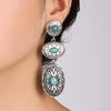 Retro Turquoise Oval Dangle Earrings
