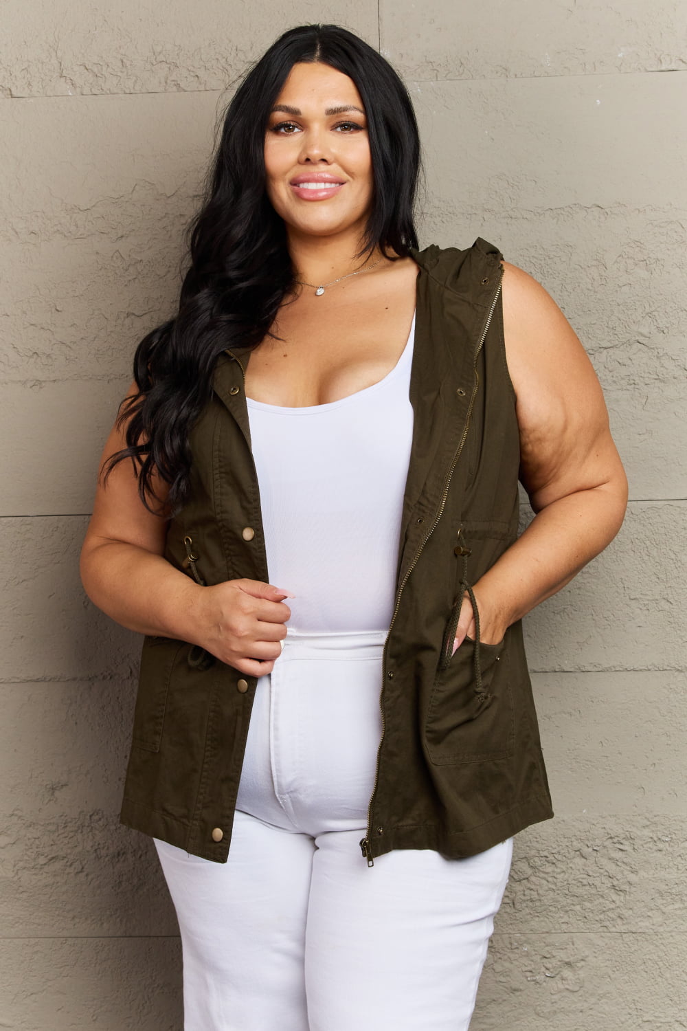 Zenana More To Come  Military Hooded Vest