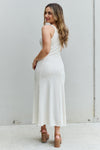 Culture Code Look At Me Notch Neck Maxi Dress with Slit in Ivory